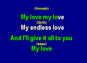 (female)

My love my love

(Both)

My endless love

And I'll give it all to you

(Male)

My love