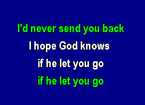 I'd never send you back
lhope God knows
if he let you go

if he let you go