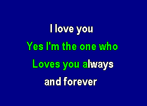 I love you
Yes I'm the one who

Loves you always

and forever