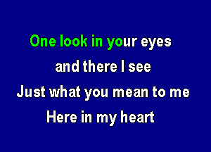 One look in your eyes
and there I see
Just what you mean to me

Here in my heart