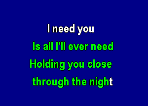 I need you
Is all I'll ever need
Holding you close

through the night