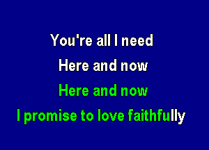 You're all I need
Here and now
Here and now

I promise to love faithfully