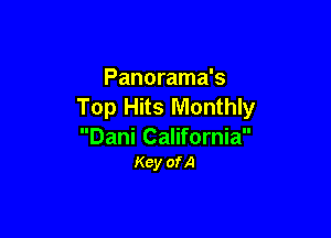 Panorama's
Top Hits Monthly

Dani California
Key ofA