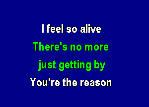 I feel so alive
There's no more

just getting by

You're the reason