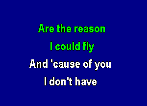 Are the reason
I could fly

And 'cause of you

I don't have