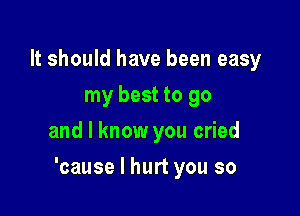 It should have been easy
my best to go
and I know you cried

'cause I hurt you so