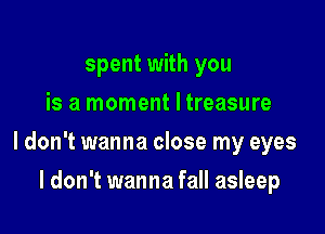 spent with you
is a moment I treasure

I don't wanna close my eyes

I don't wanna fall asleep