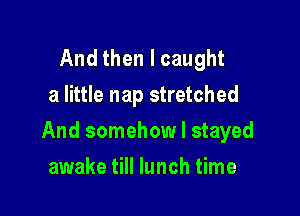 And then I caught
a little nap stretched

And somehow I stayed

awake till lunch time