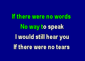 If there were no words
No way to speak

I would still hear you

If there were no tears