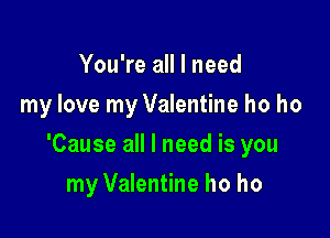 You're all I need
my love my Valentine ho ho

'Cause all I need is you

my Valentine ho ho