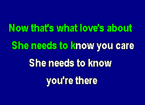 Now that's what Iove's about

She needs to know you care

She needs to know
you're there