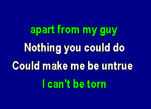 apart from my guy

Nothing you could do

Could make me be untrue
I can't be torn