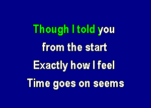 Though I told you

from the start
Exactly how I feel
Time goes on seems