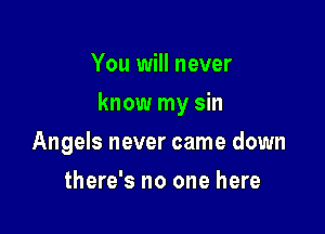 You will never

know my sin

Angels never came down
there's no one here