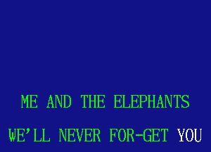 ME AND THE ELEPHANTS
WELL NEVER FOR-GET YOU