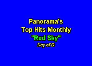 Panorama's
Top Hits Monthly

Red Sky
Kcy ofD