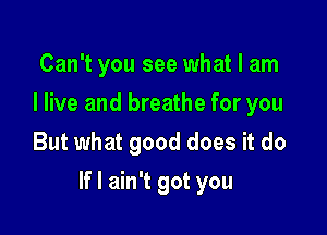 Can't you see what I am
I live and breathe for you
But what good does it do

If I ain't got you