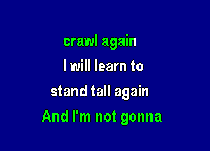 crawl again
I will learn to

stand tall again

And I'm not gonna