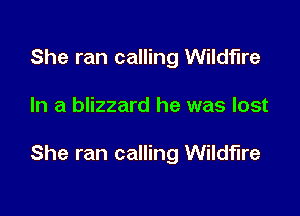 She ran calling Wildfire

In a blizzard he was lost

She ran calling Wildfire