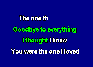 Goodbye to you

Goodbye to everything

lthought I knew
You were the one I loved