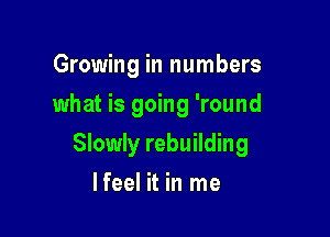 Growing in numbers
what is going 'round

Slowly rebuilding

lfeel it in me