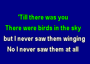 'Till there was you
There were birds in the sky
but I never saw them winging

No I never saw them at all