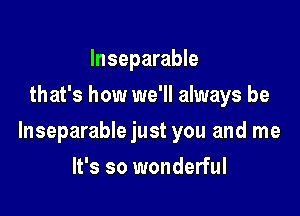 Inseparable
that's how we'll always be

Inseparable just you and me

It's so wonderful