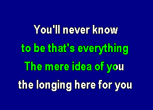 You'll never know
to be that's everything
The mere idea of you

the longing here for you