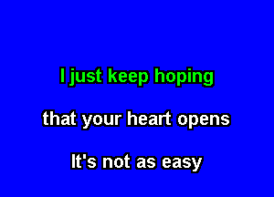 ljust keep hoping

that your heart opens

It's not as easy