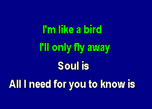 I'm like a bird

I'll only fly away

Soul is
All I need for you to know is