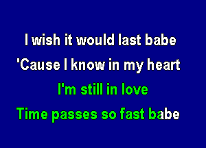 lwish it would last babe

'Cause I know in my heart

I'm still in love
Time passes so fast babe