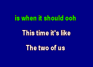 is when it should ooh

This time it's like

Thetwo of us