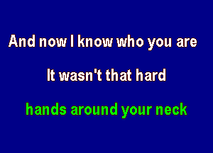 And now I know who you are

It wasn't that hard

hands around your neck