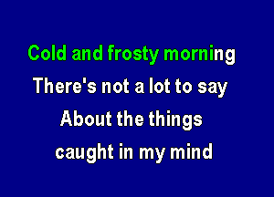 Cold and frosty morning
There's not a lot to say

About the things
caught in my mind