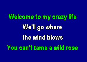 Welcome to my crazy life

We'll go where
the wind blows
You can't tame a wild rose