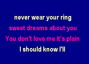 never wear your ring

lshould know I'll