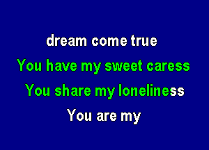 dream come true
You have my sweet caress

You share my loneliness

You are my