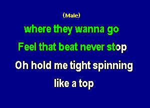 (Male)

where they wanna go
Feel that beat never stop

0h hold me tight spinning

like a top