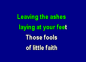 Leaving the ashes

laying at your feet

Those fools
of little faith