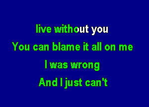 live without you
You can blame it all on me

I was wrong

And ljust can't