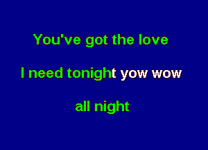 You've got the love

I need tonight yow wow

all night