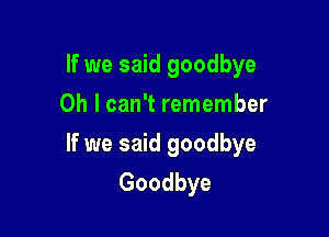 If we said goodbye
Oh I can't remember

If we said goodbye
Goodbye
