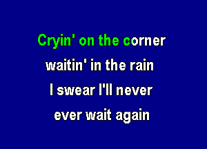 Cryin' on the corner
waitin' in the rain
I swear I'll never

ever wait again
