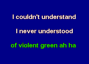 I couldn't understand

I never understood

of violent green ah ha
