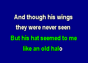 And though his wings

they were never seen

But his hat seemed to me
like an old halo