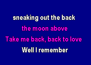 sneaking out the back

Well I remember
