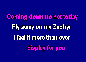 Fly away on my Zephyr

lfeel it more than ever
