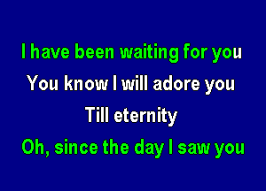 l have been waiting for you
You know I will adore you
Till eternity

0h, since the day I saw you