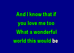 And I knowthat if
you love me too

What a wonderful
world this would be