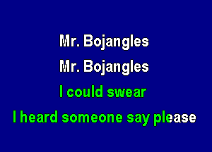 Mr. Bojangles
Mr. Bojangles
I could swear

I heard someone say please